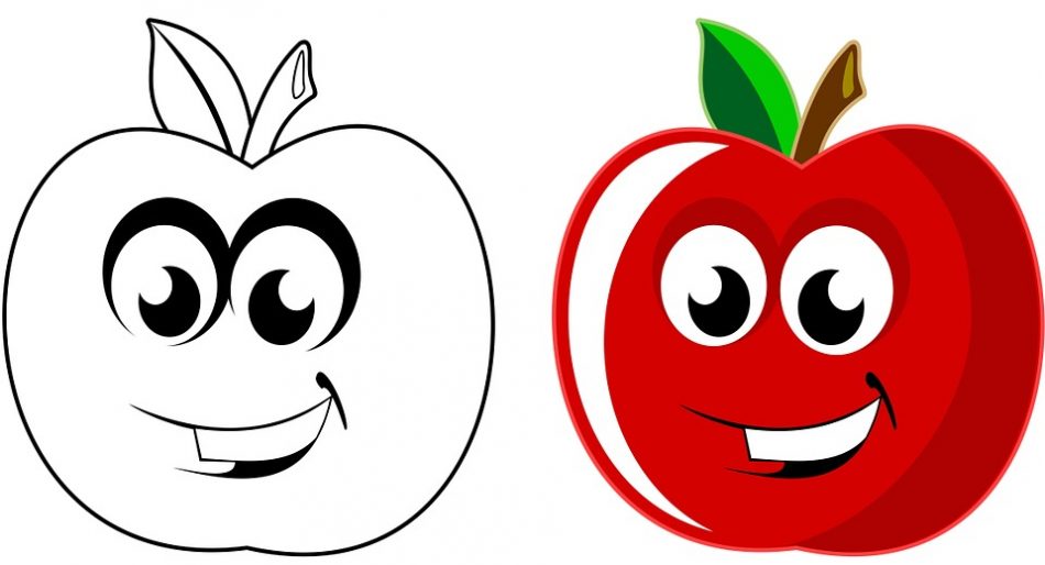 gambar buah apel mewarnai